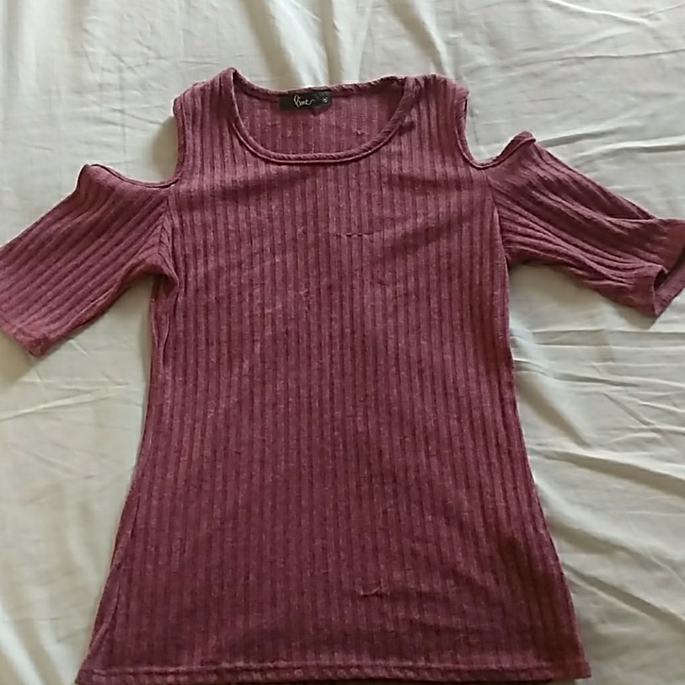 Rose pink cold shoulder top